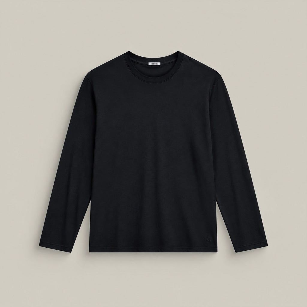 Pima Reserve Long Sleeve T-Shirt model Matteo in Black