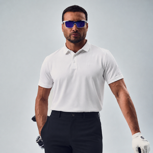 white bespoke polo custom-fit model chad in white