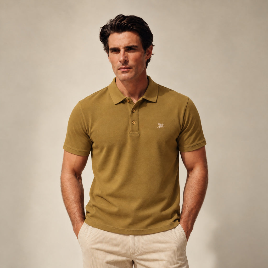Stretch Pique Polo model Matteo in Cognac