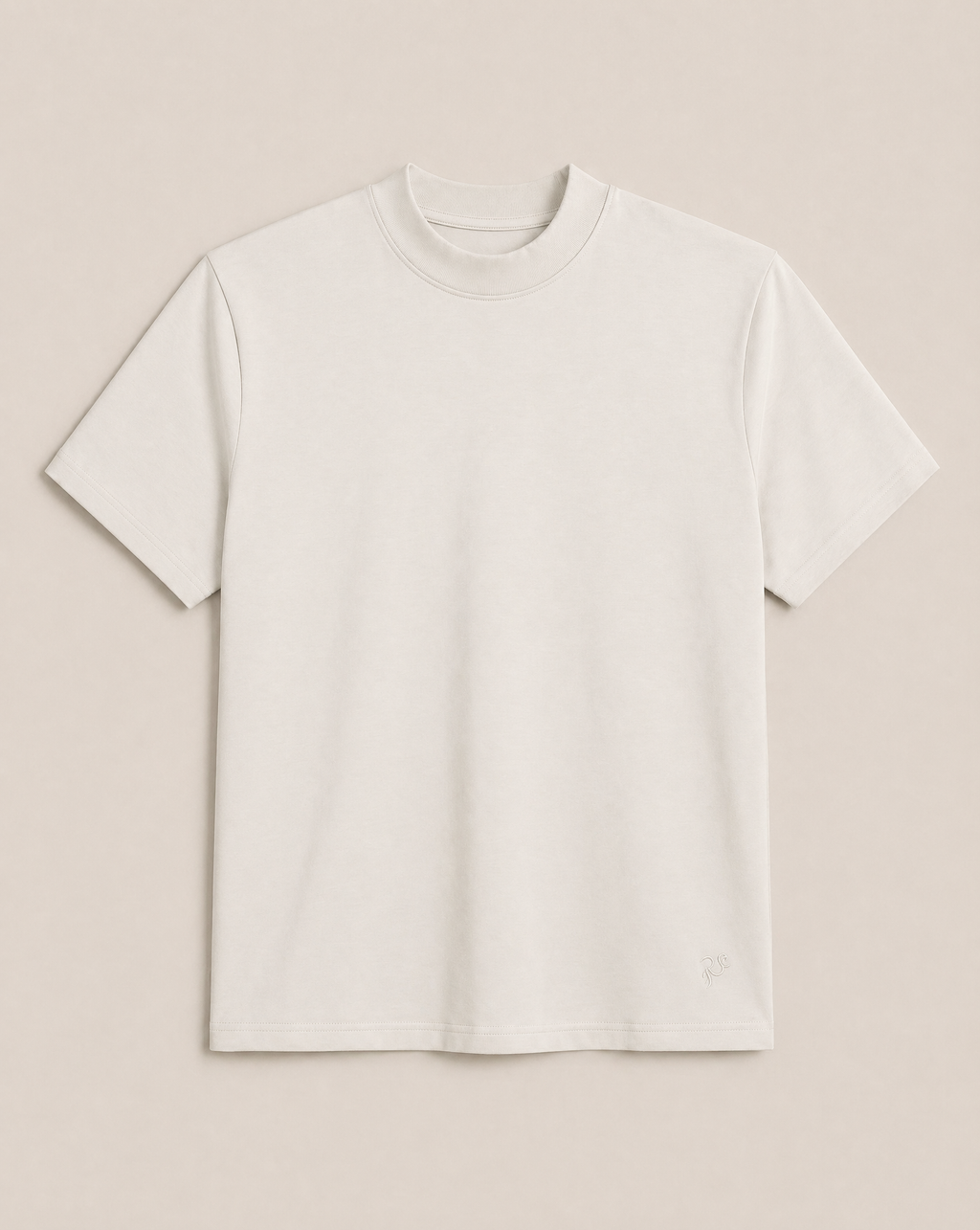 Bone short-sleeve shirt flatlay against a beige background model Kive in Bone