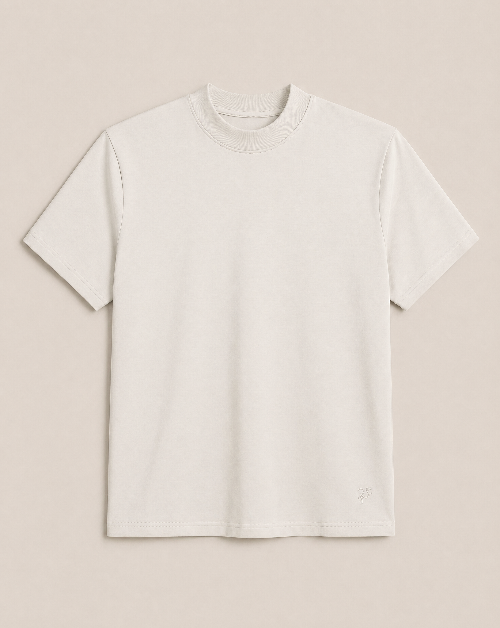 Bone short-sleeve shirt flatlay against a beige background model Kive in Bone