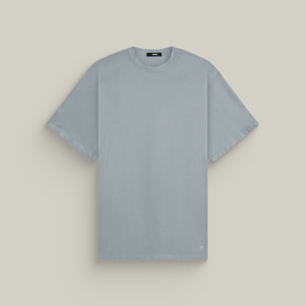 french terry blue gray t-shirt model matteo in vapor