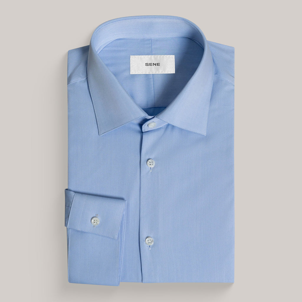 Custom Bespoke Tailored Spread Shirt model Guillermo in Light Blue BreezeTech