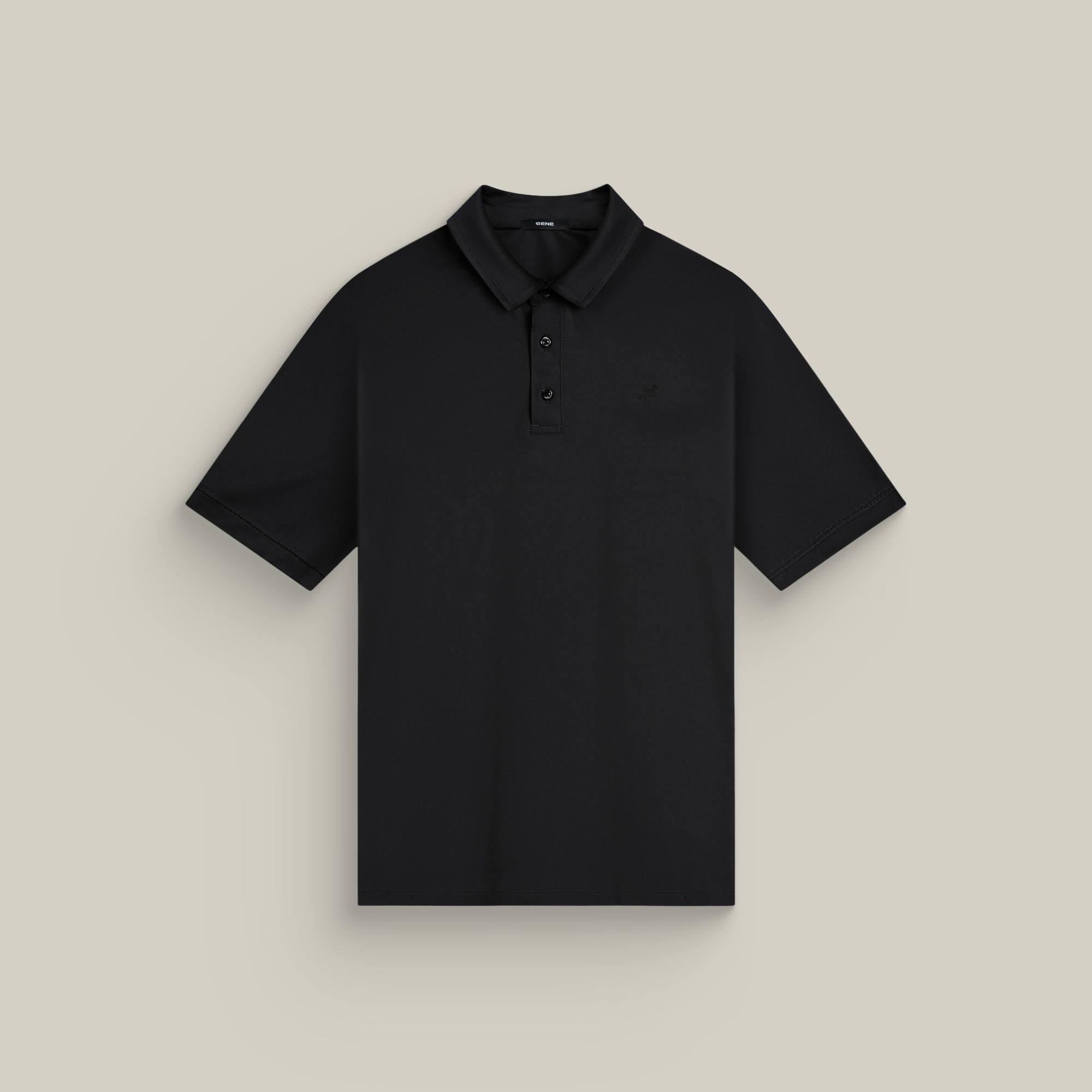 Black polo shirt model chad in black