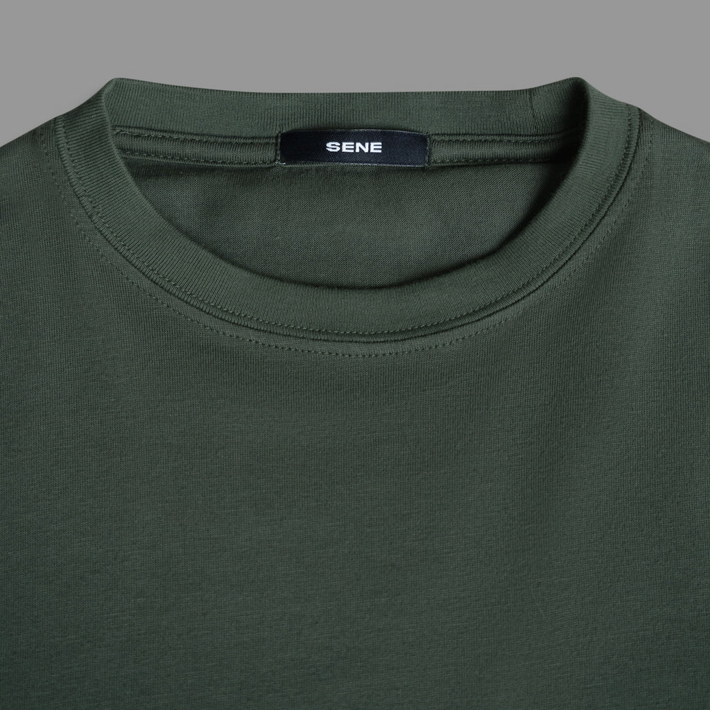 Tags:(6'0" - 180 lbs|Medium|Tailored|Standard) custom t-shirt tee model Tyler in Moss