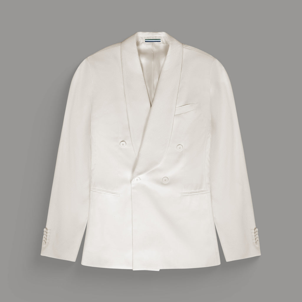 Tags:(6'0"|180 lbs) Bespoke custom Dinner Blazer los angeles model Tyler in Cream