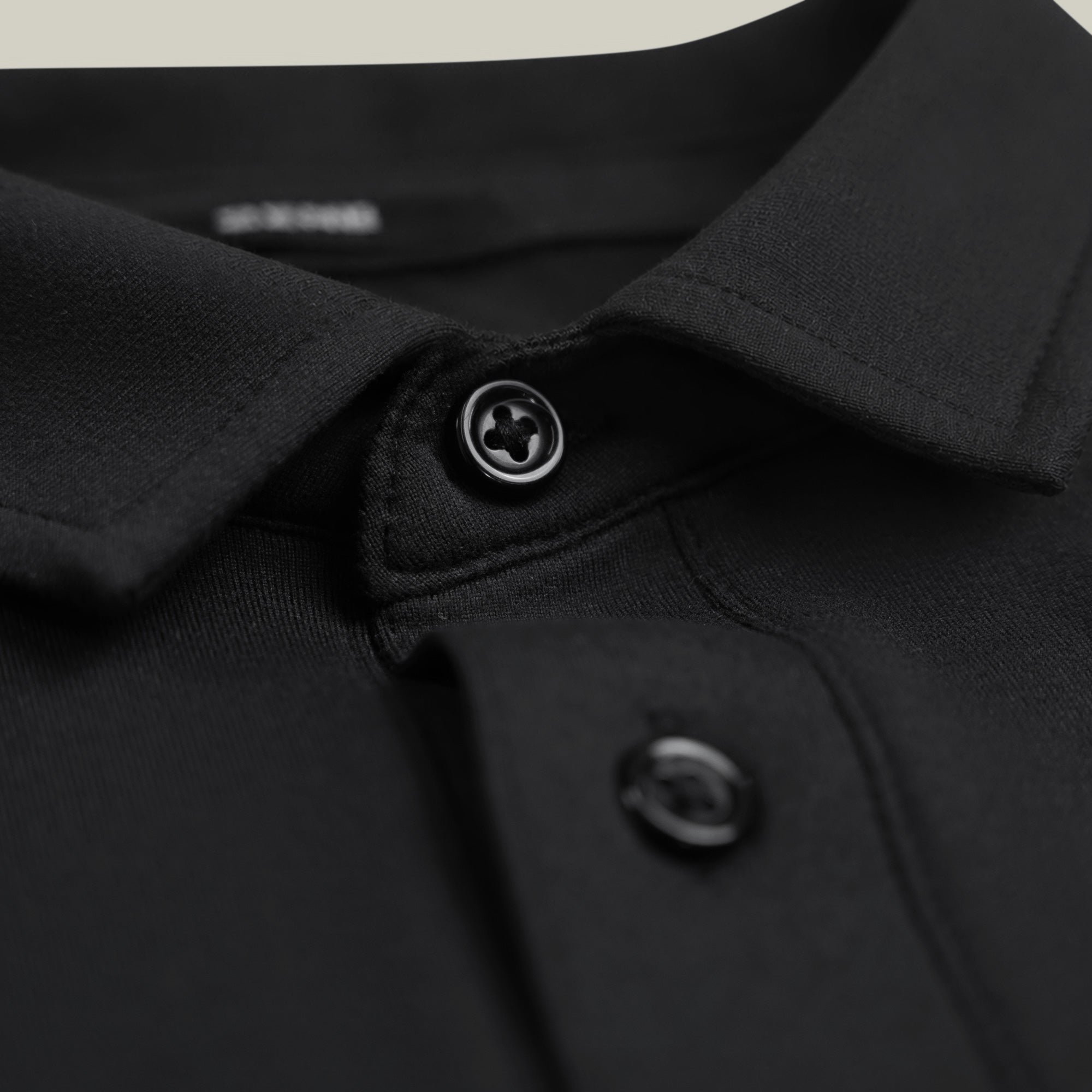 Black polo shirt model chad in black