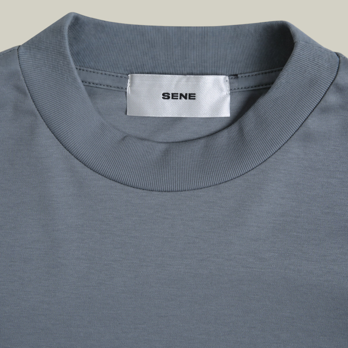 Pima Reserve Mock Neck T-Shirt model Guillermo in Steel