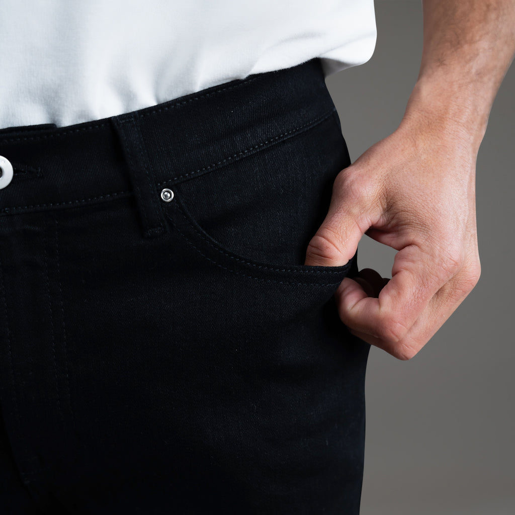 custom men's jeans model Tyler in Jet Black