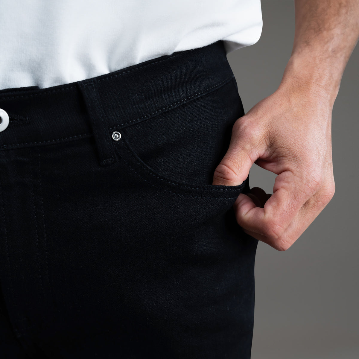 custom men's jeans model Tyler in Jet Black