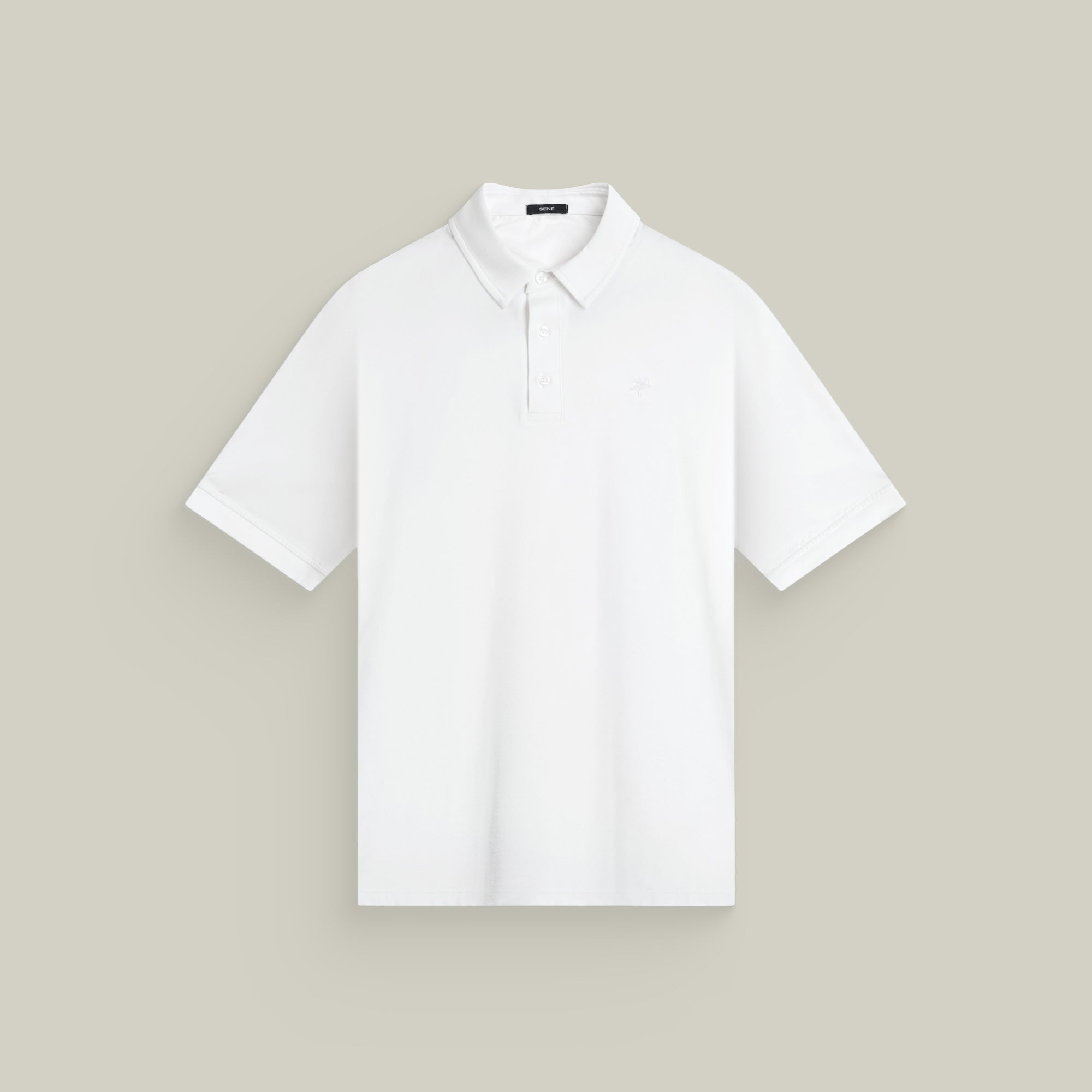 white bespoke polo custom-fit model chad in white