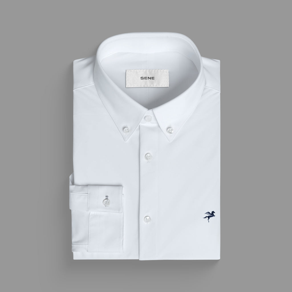 Custom Bespoke Tailored Mercer Shirt model Tyler in White Emblem