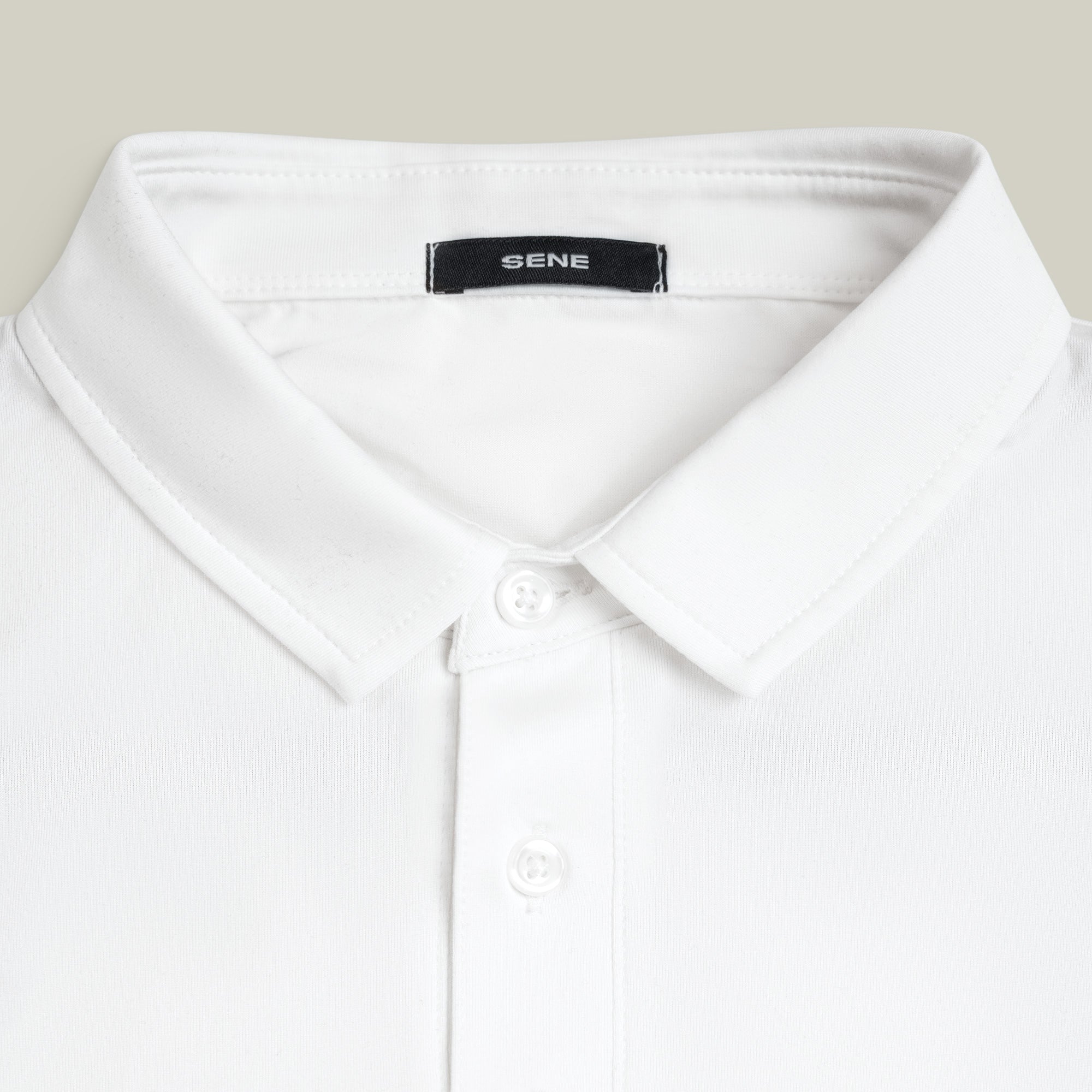 white bespoke polo custom-fit model chad in white