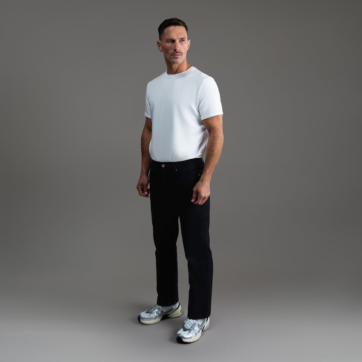custom men's jeans model Tyler in Jet Black