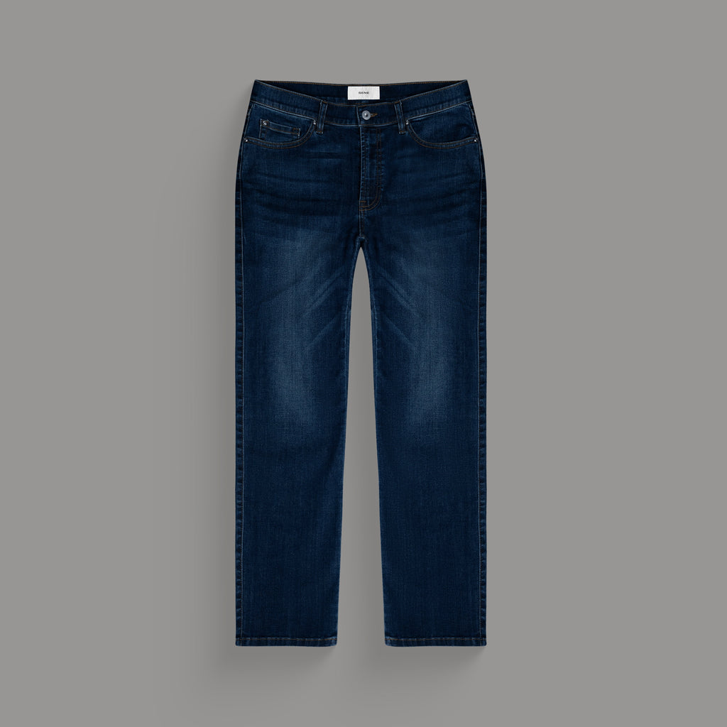 custom men's jeans model Tyler in Sur Blue