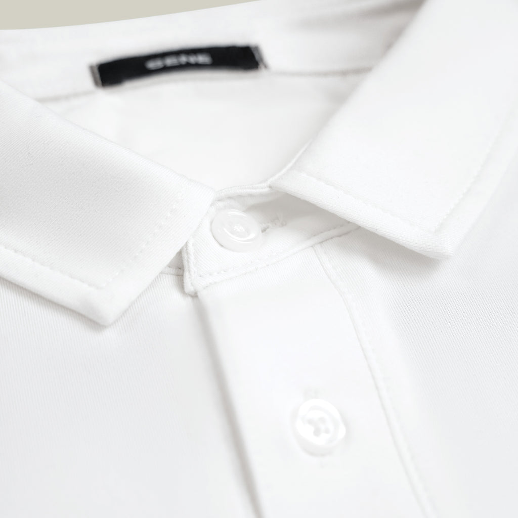 white bespoke polo custom-fit model chad in white