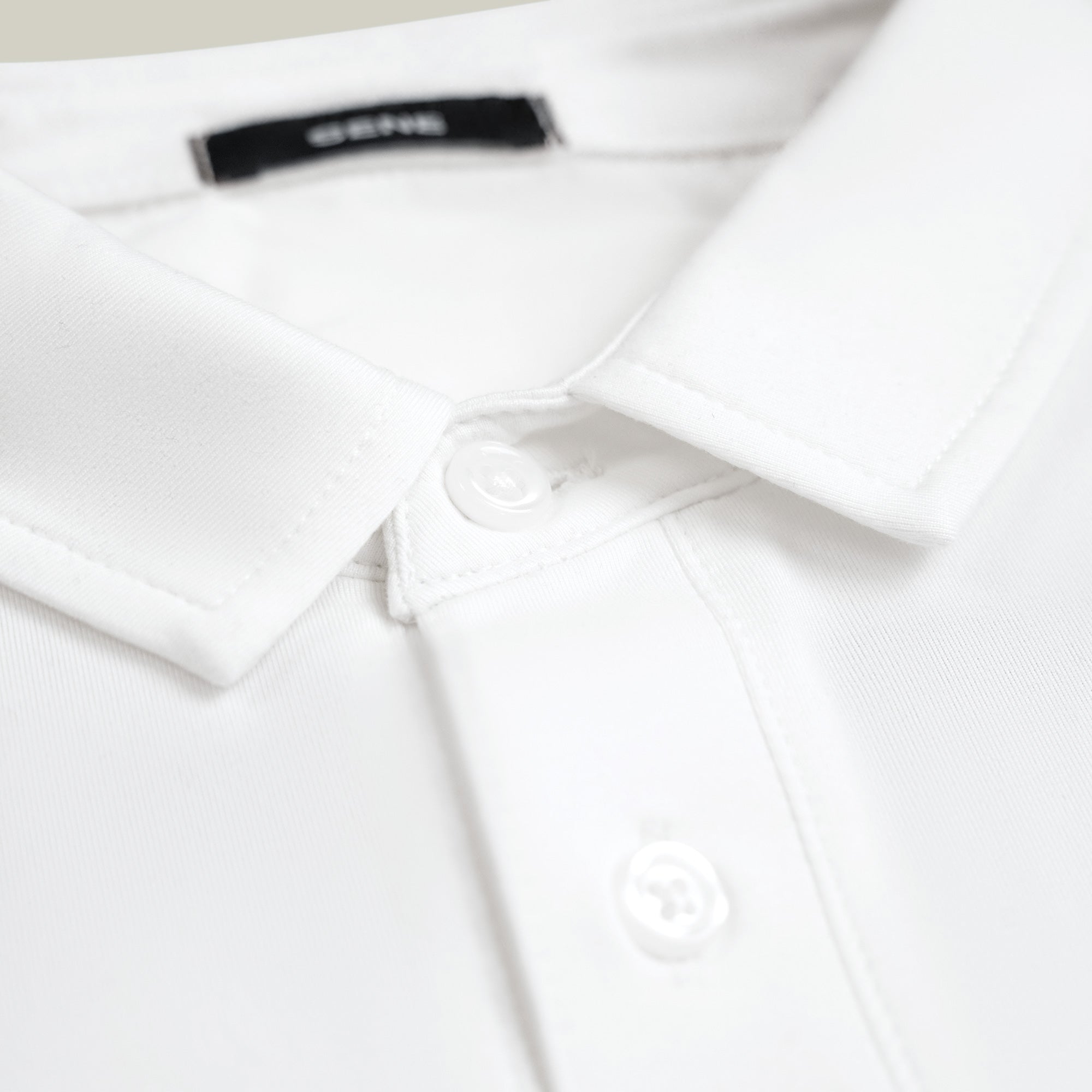 white bespoke polo custom-fit model chad in white