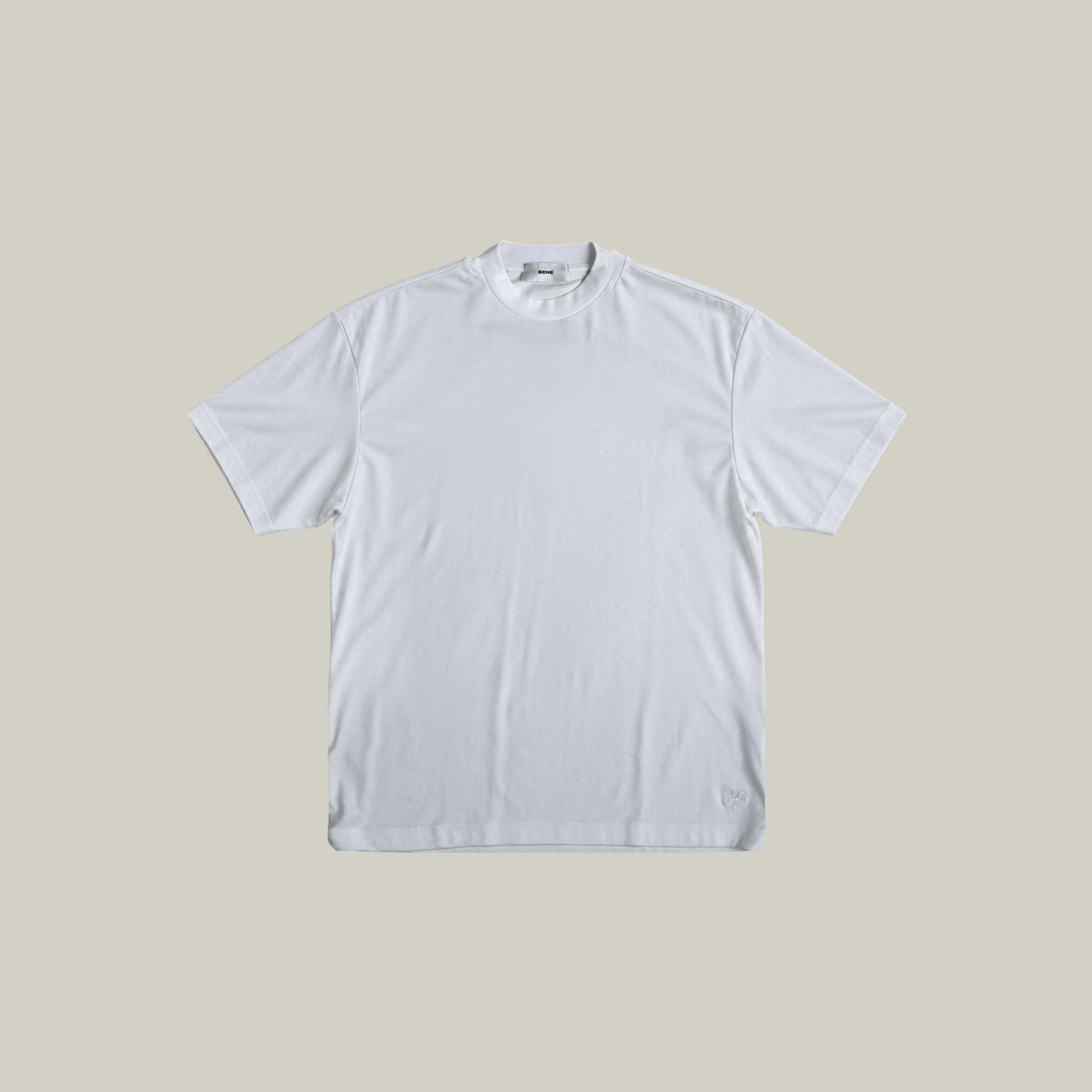 Pima Reserve Mock Neck T-Shirt model Guillermo in White