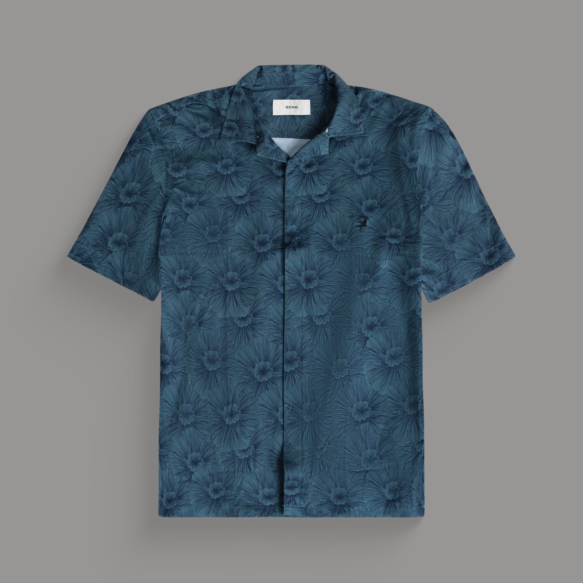 Custom Puretech Camp Shirts model Tyler in Blue Fleur PureTech