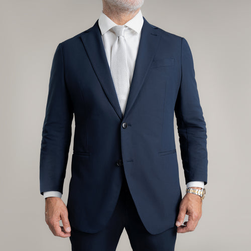 Woven cotton blue work suit, four pockets, straight trou…