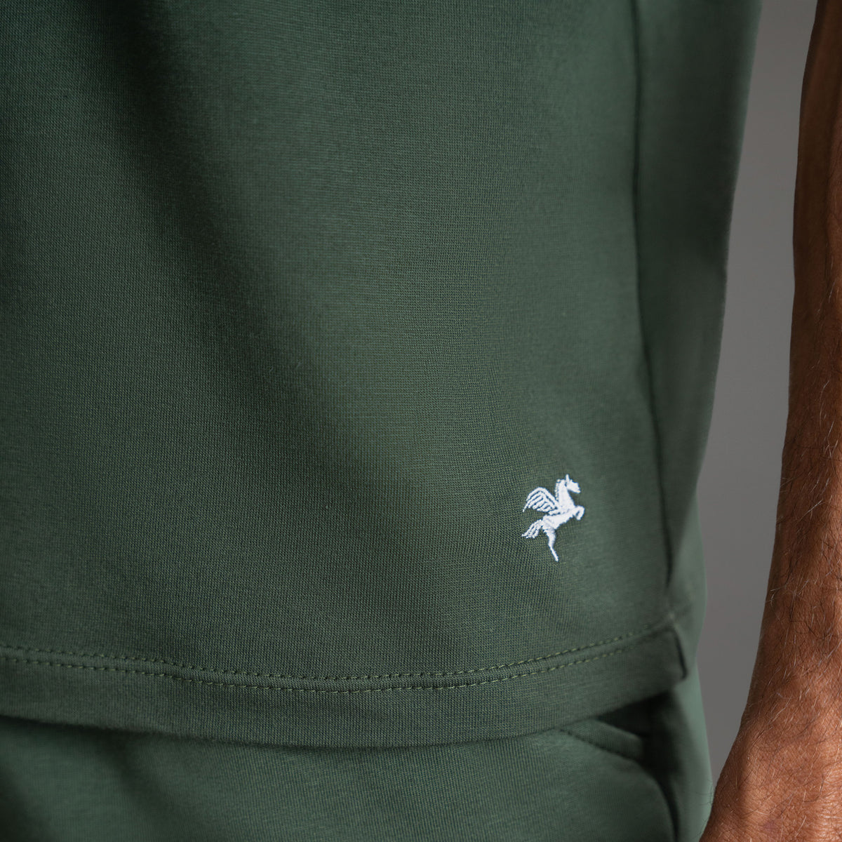 Tags:(6'0" - 180 lbs|Medium|Tailored|Standard) custom t-shirt tee model Tyler in Moss