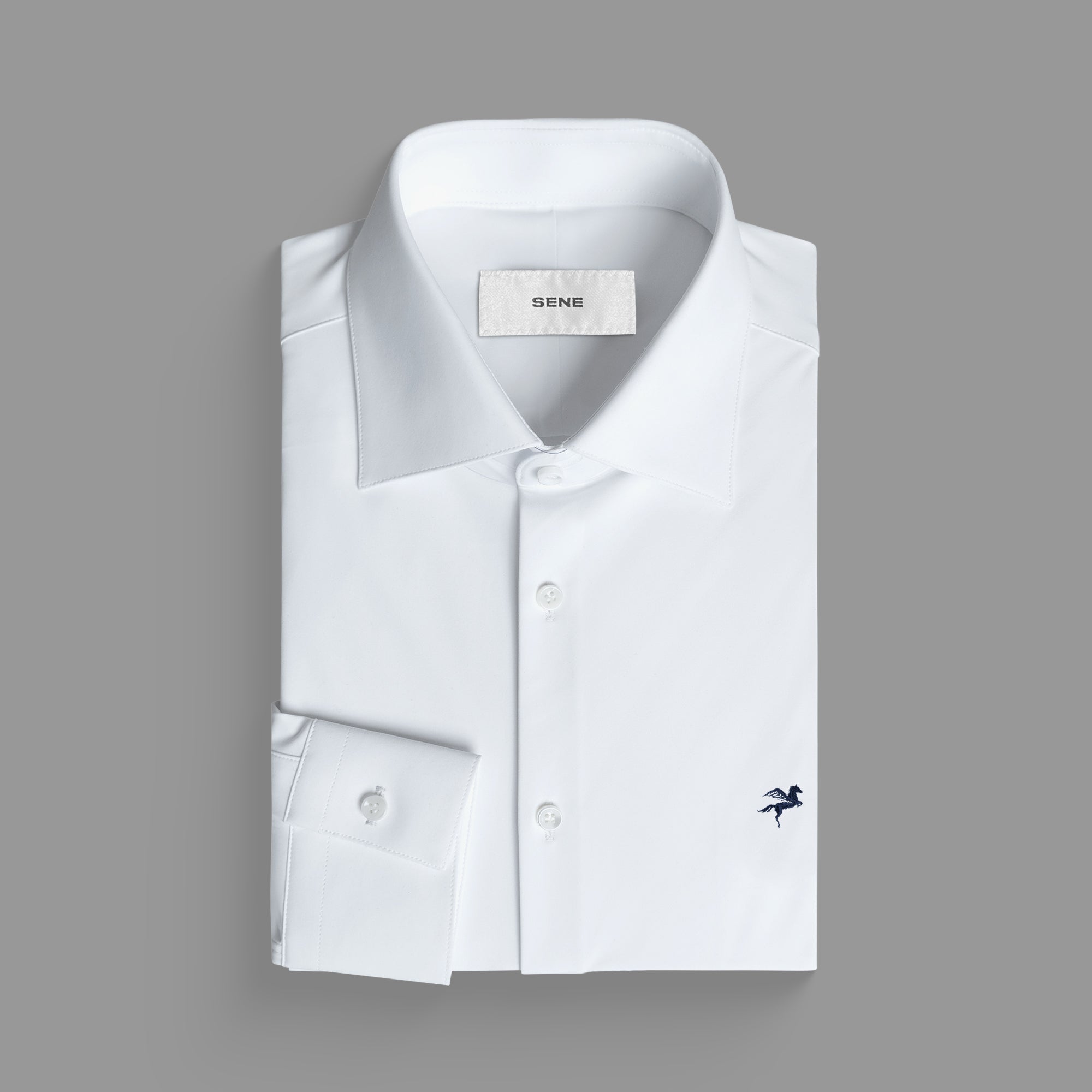 Custom Bespoke Tailored Spread Shirt model Tyler in White Emblem