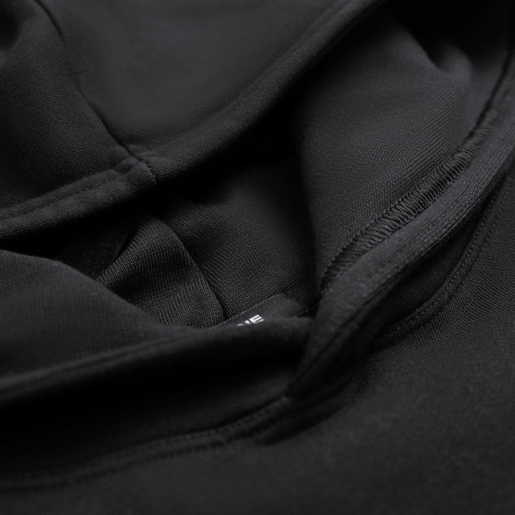 Close-up of black fabric texture model Kive in Black