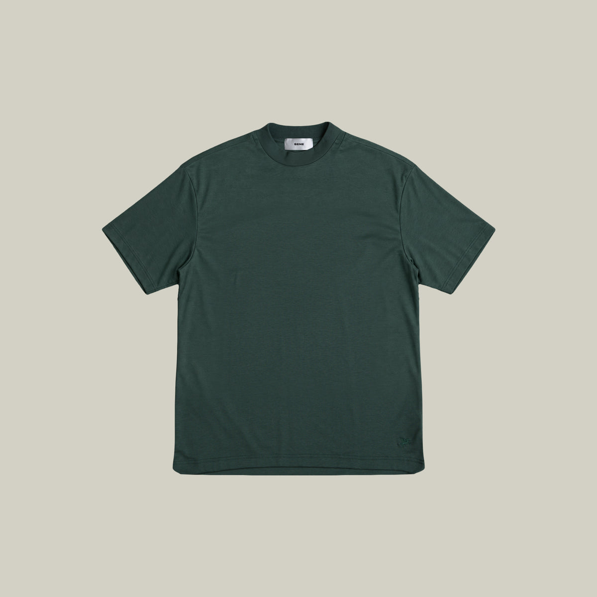 Pima Reserve Mock Neck T-Shirt model Guillermo in Sea Moss