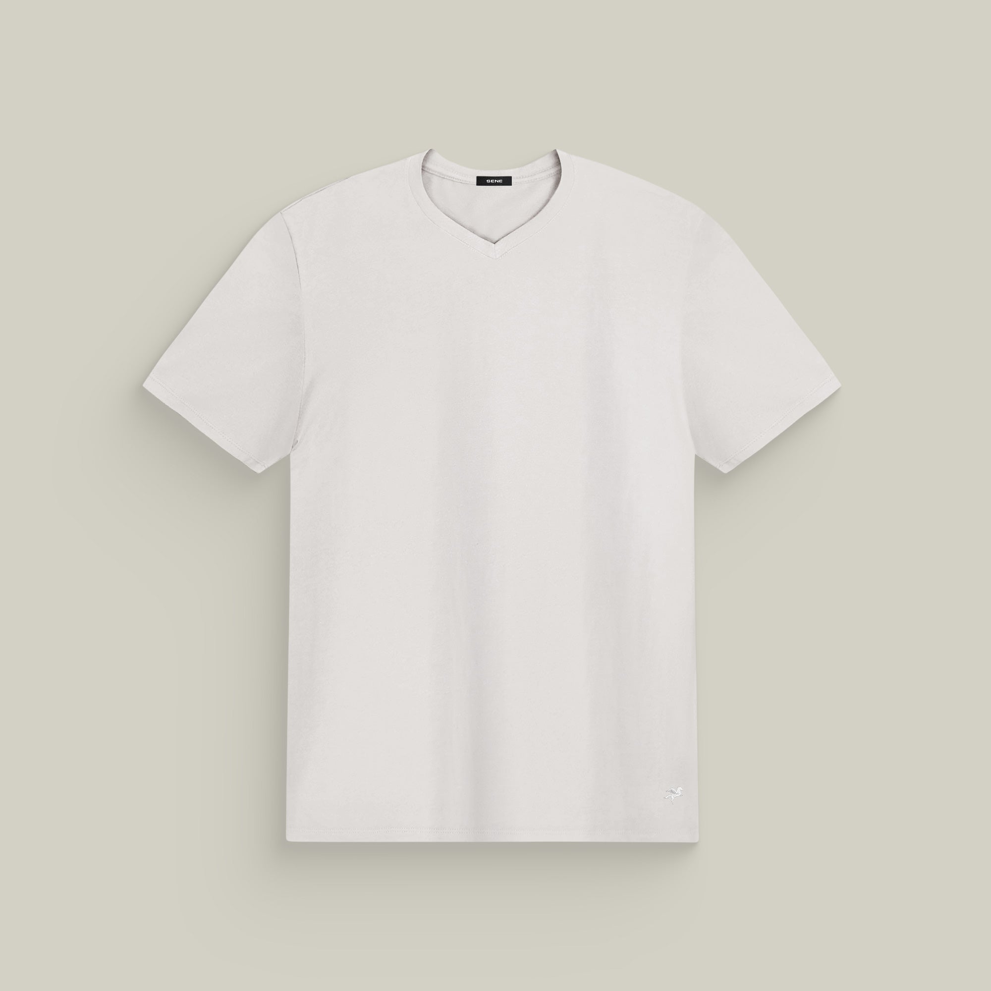 Cloud V-Neck T-Shirt model John in Bone
