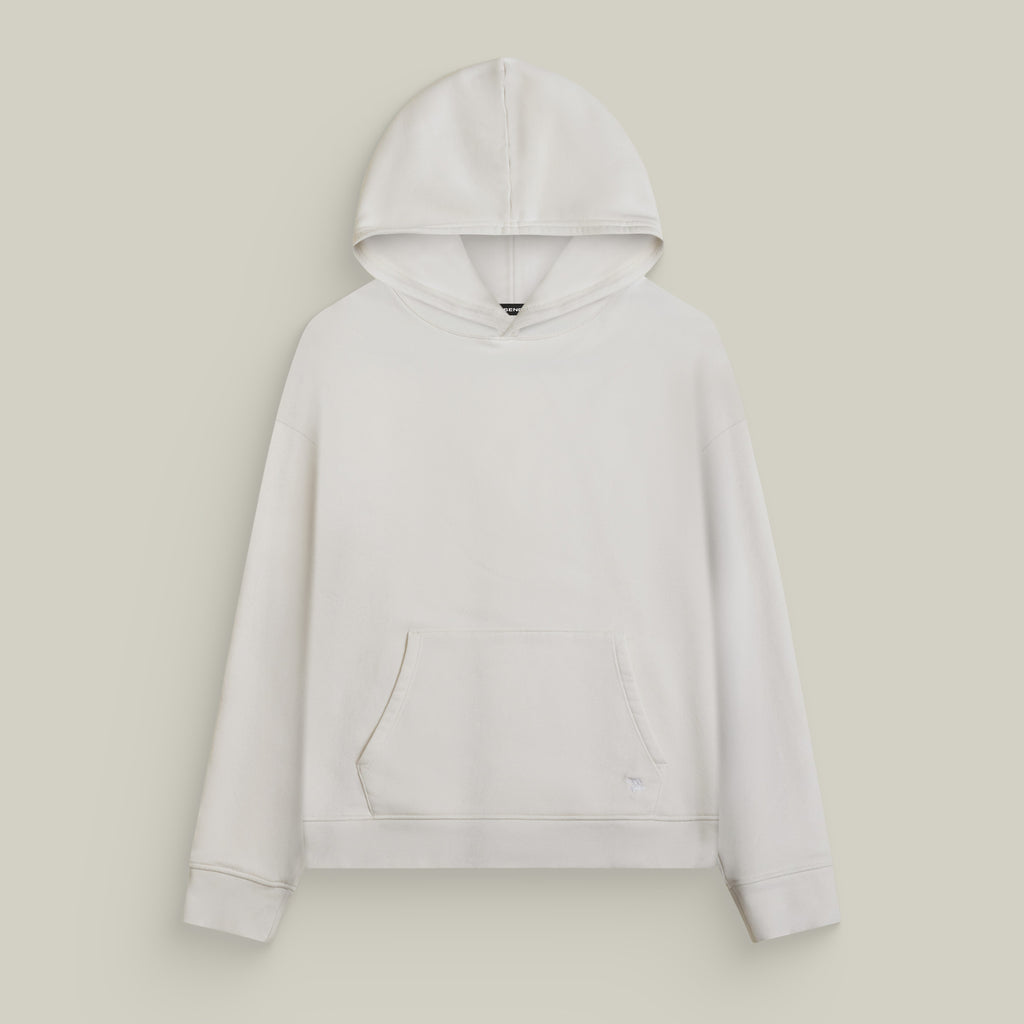 Terry Fleece Court Hoodie model Matteo in Bone