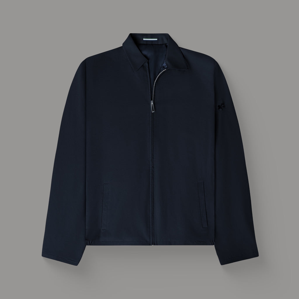 men's custom zip up jacket model Tyler in Midnight