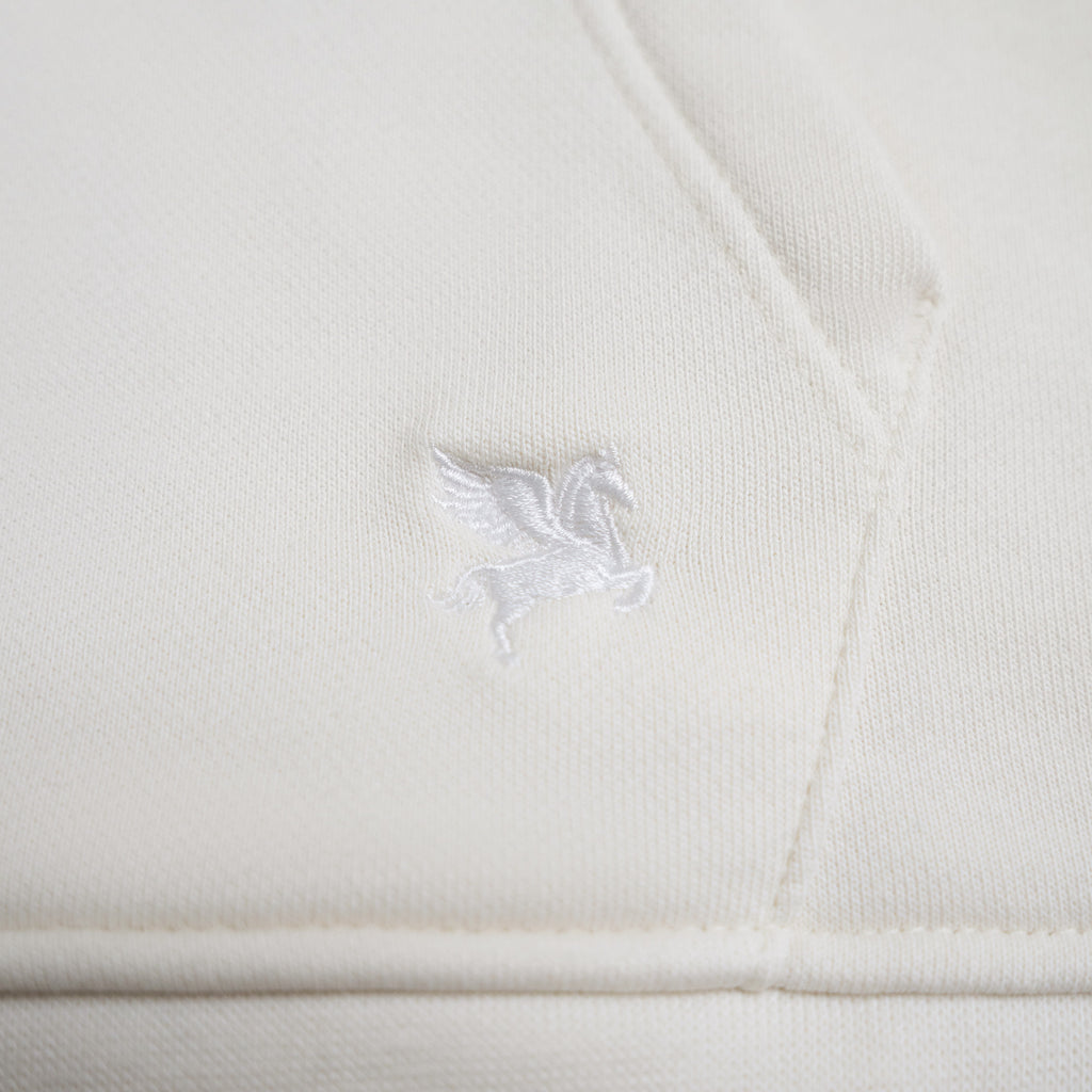 Terry Fleece Court Hoodie model Matteo in Bone