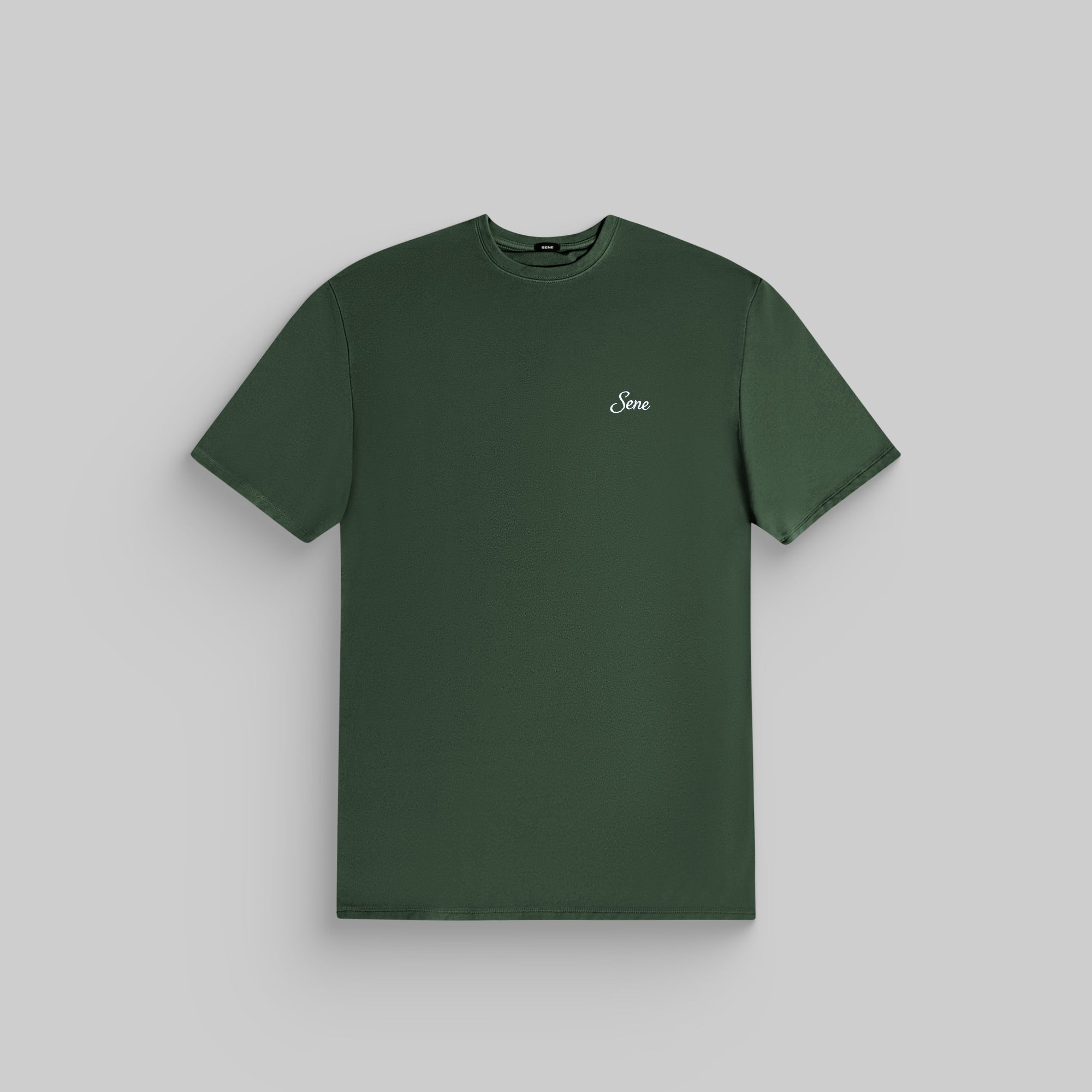 Tags:(6'0" - 180 lbs|Medium) custom t-shirt tee model Tyler in Moss