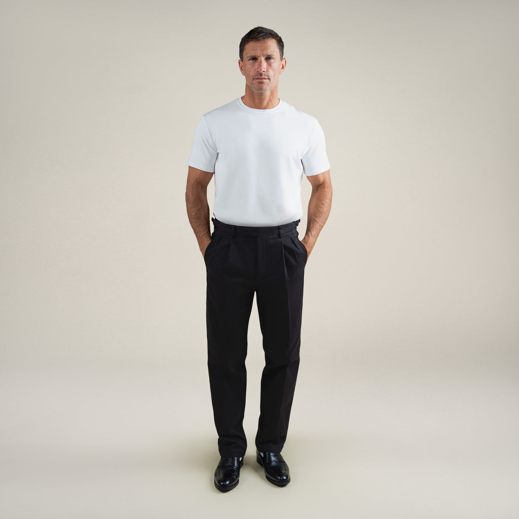 bespoke custom trousers pant chino performance technical model Tyler in Black