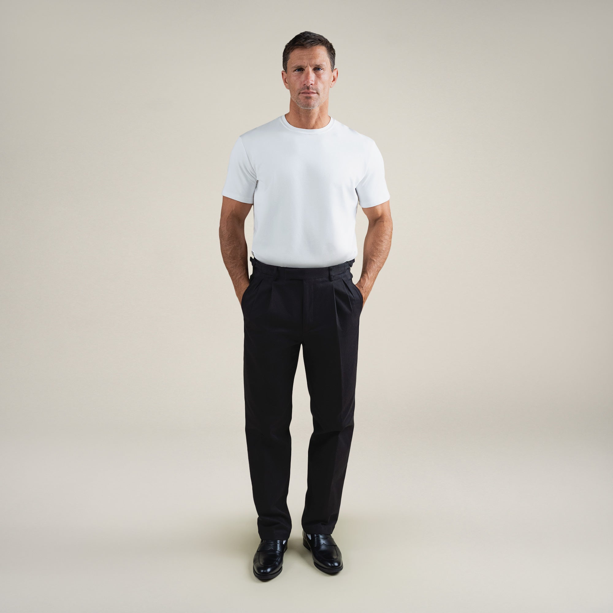 bespoke custom trousers pant chino performance technical model Tyler in Black