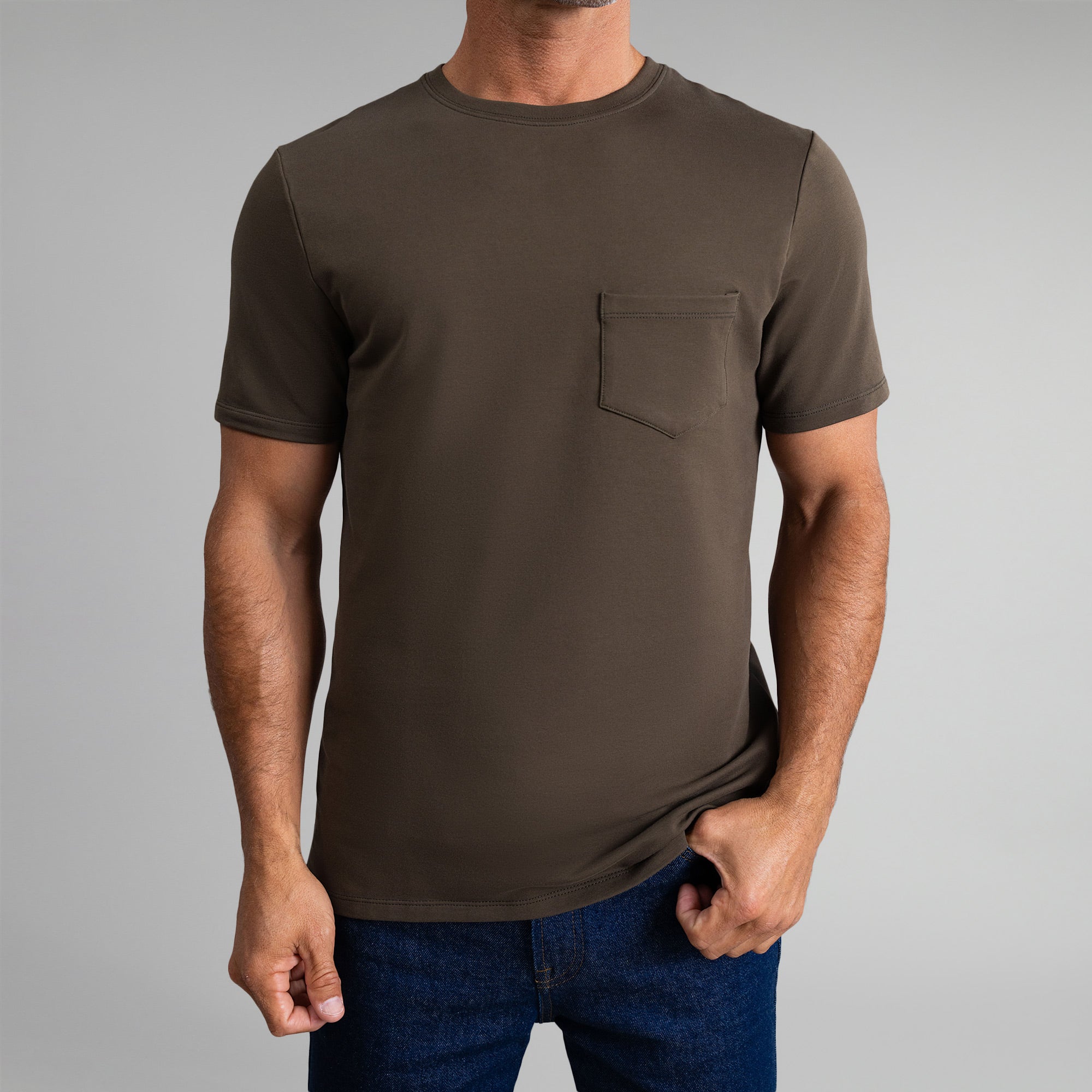 Tags:(6'0" - 180 lbs|Medium) custom t-shirt tee model Tyler in Umber