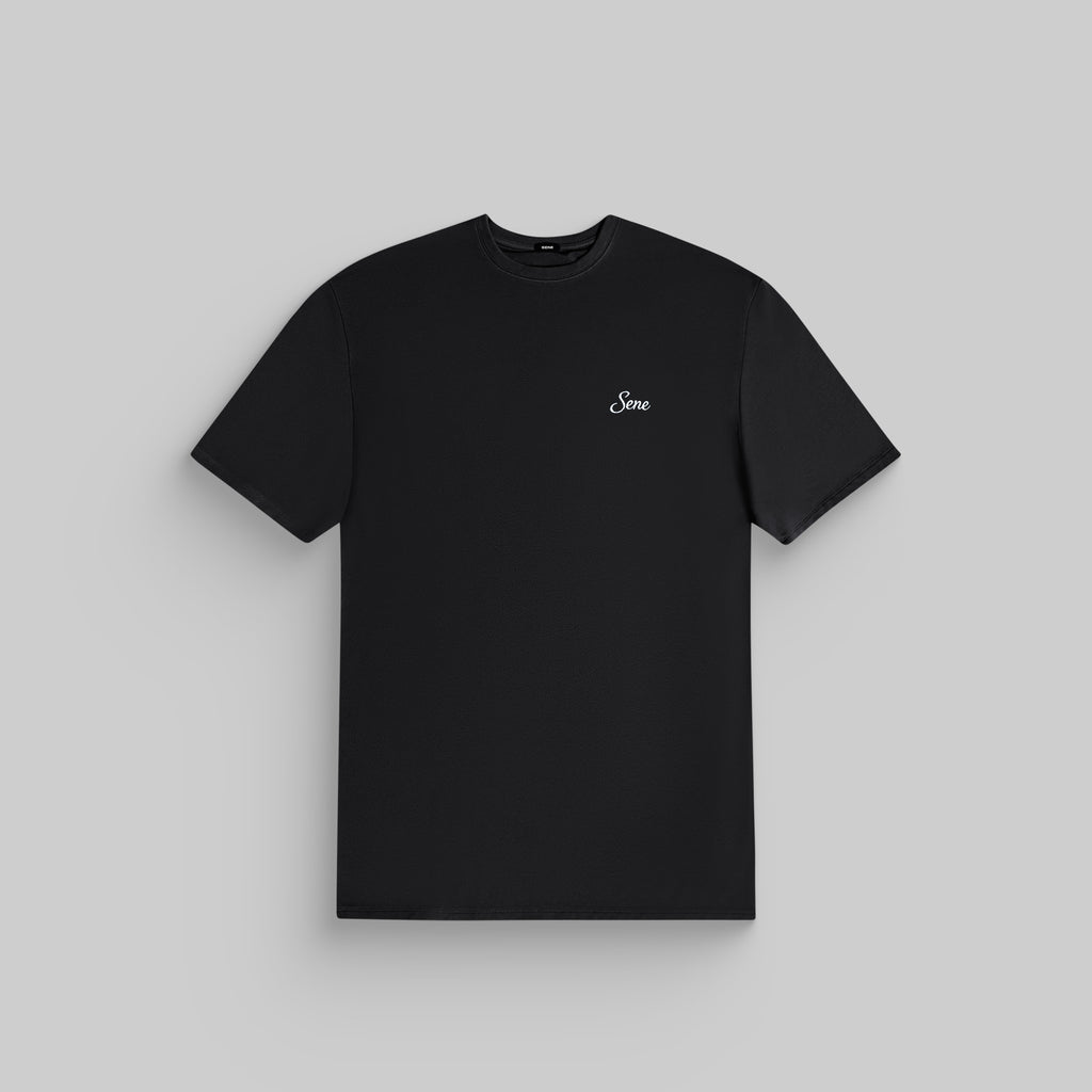 Tags:(6'0" - 180 lbs|Medium) custom t-shirt tee model Tyler in Black