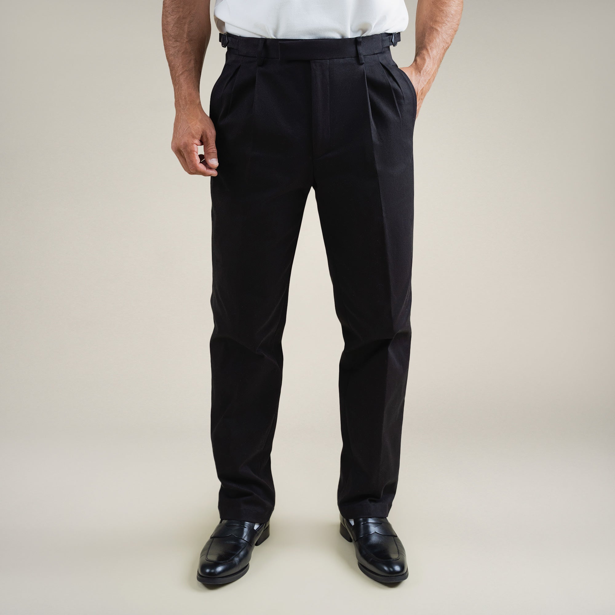 bespoke custom trousers pant chino performance technical model Tyler in Black