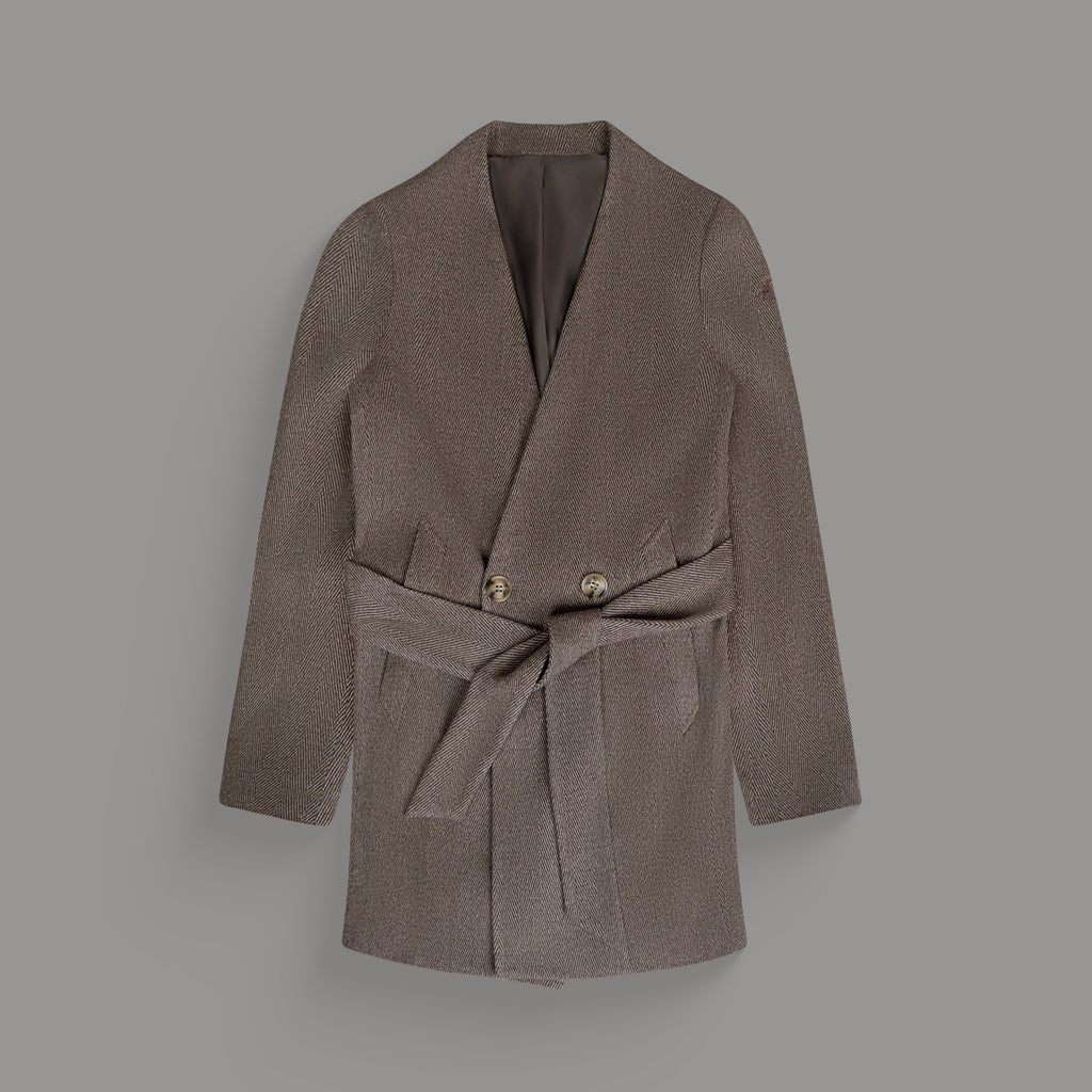 Tags:(6'0"|180 lbs) Bespoke custom linen men's suit los angeles model Tyler in  Brown