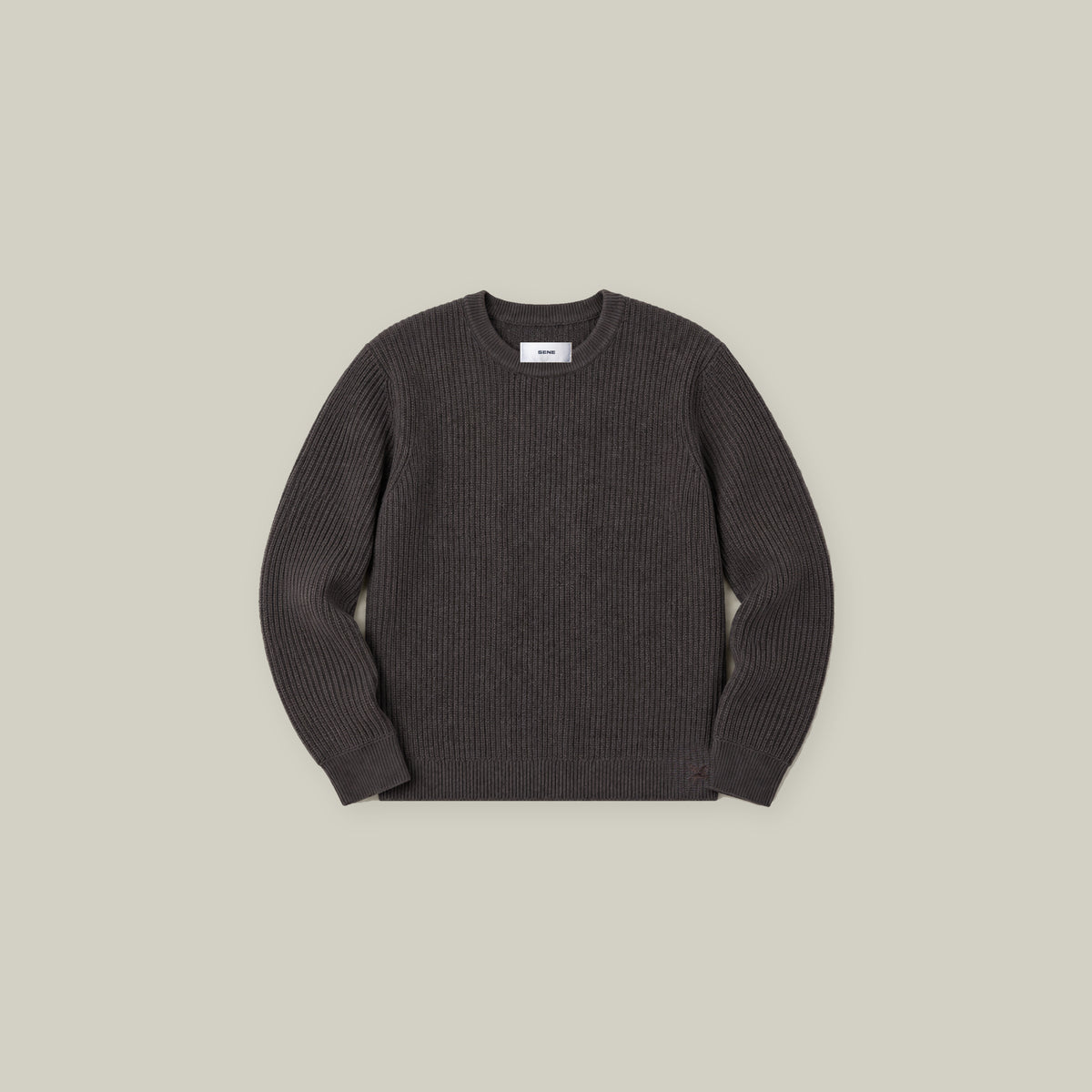 Knit Crewneck Sweater model Tyler in Fieldstone