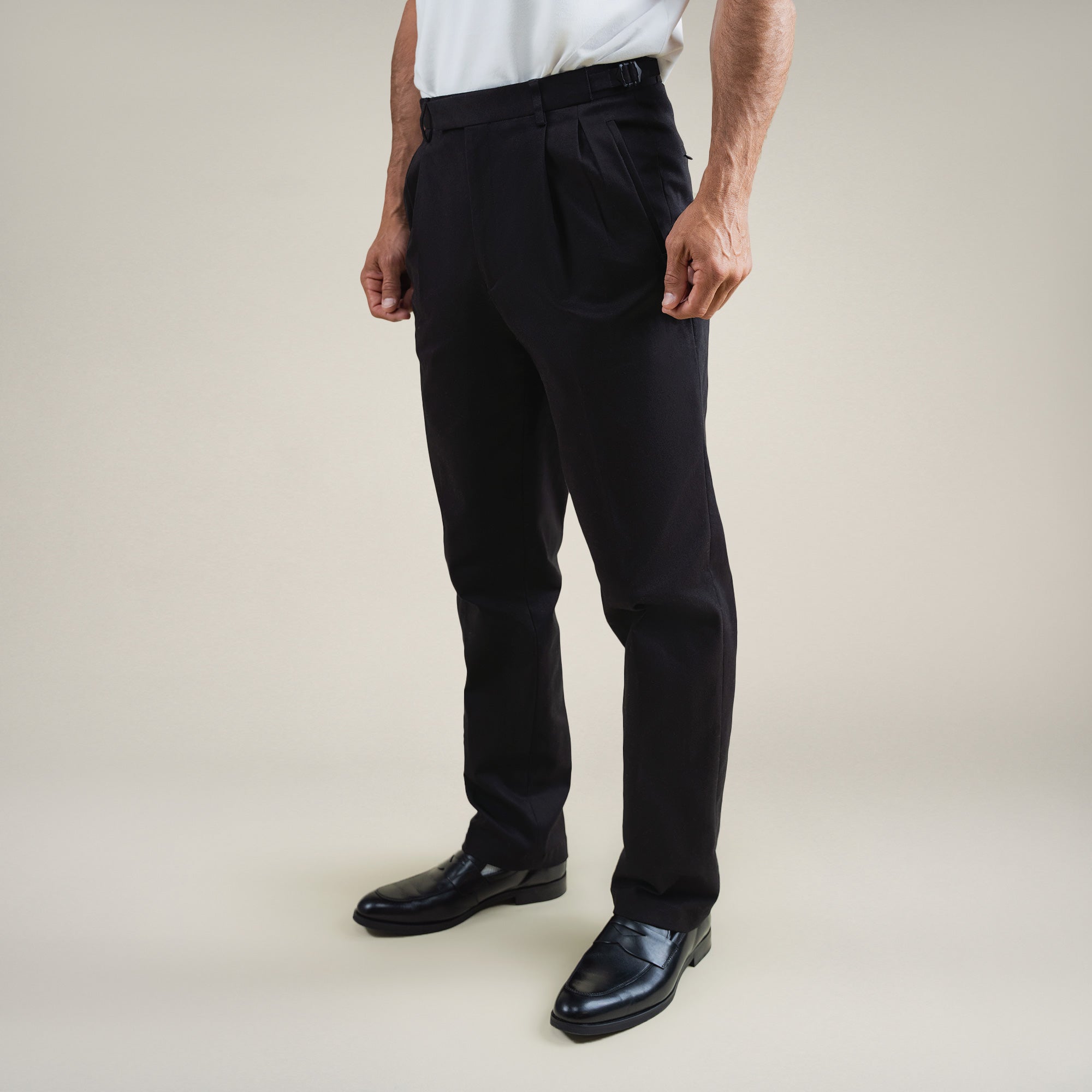 bespoke custom trousers pant chino performance technical model Tyler in Black