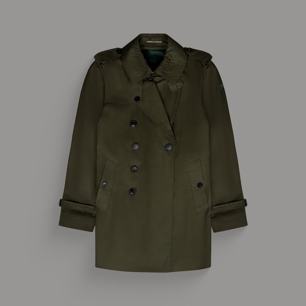 Tags:(6'0"|180 lbs) Bespoke custom Trench Coat los angeles model Tyler in Field Green