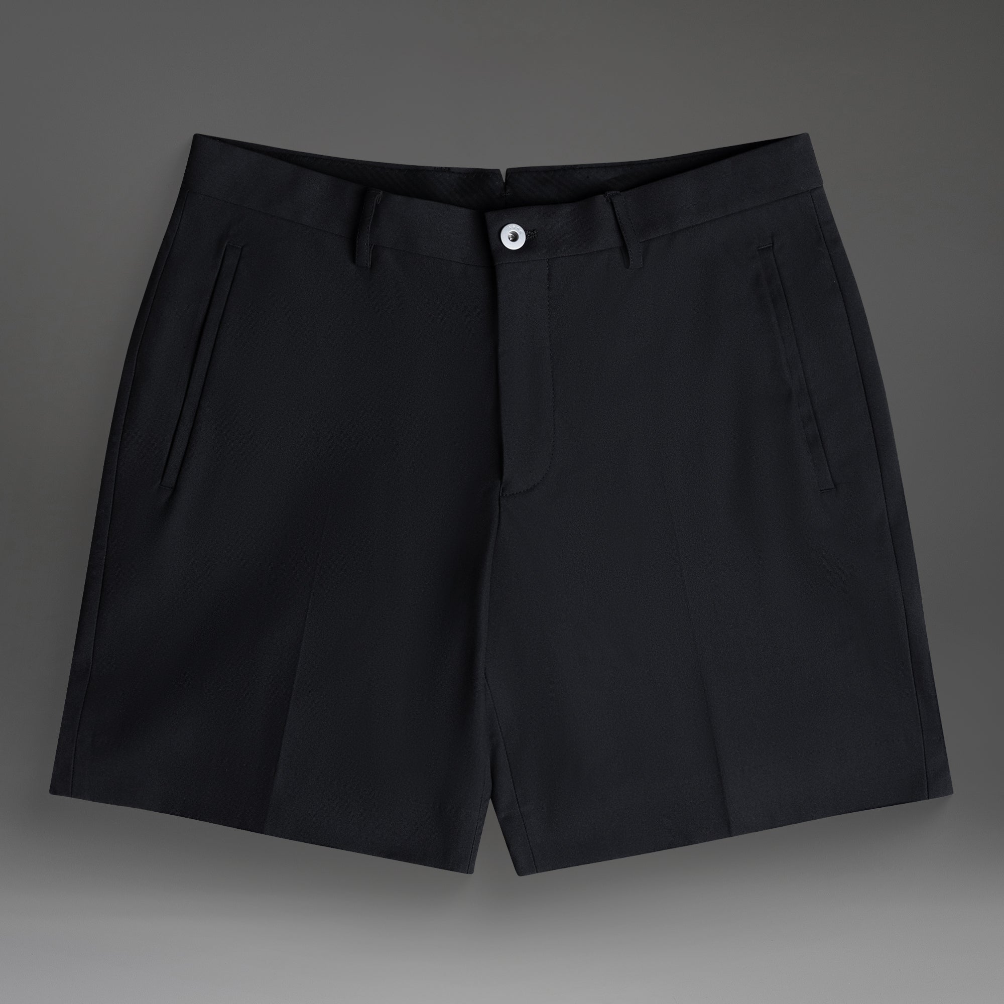 athletic bodybuilder bespoke shorts athletic build model Tyler in Black