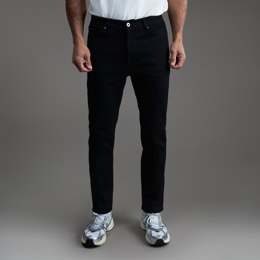 Tags:(6'0" | 180 lbs) custom men's jeans model Tyler in Jet Black