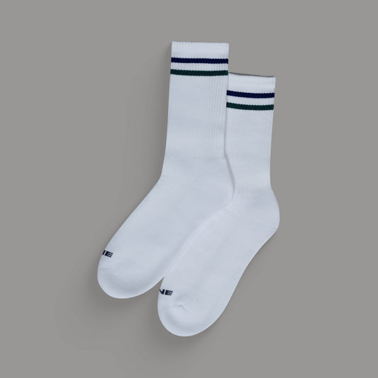 Sene Socks model Tyler in Coastal White