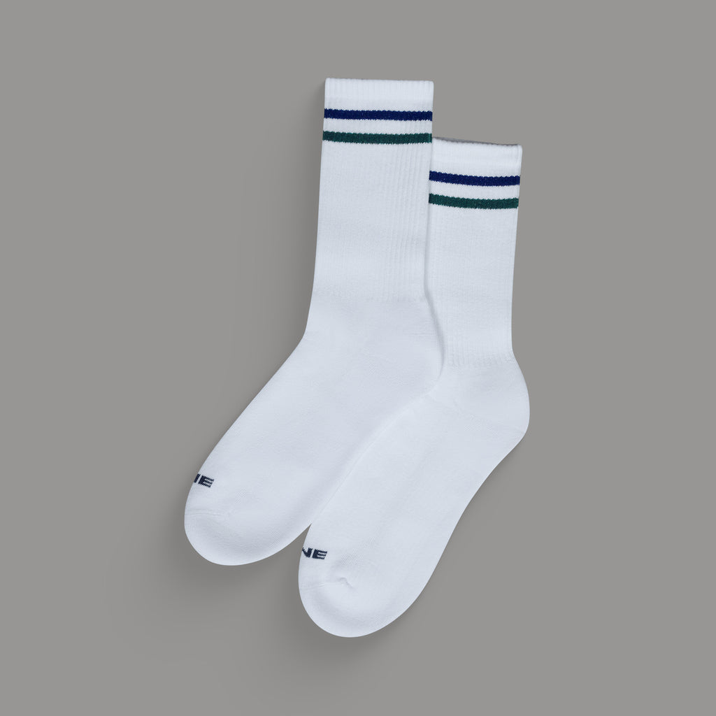 Sene Socks model Tyler in Coastal White