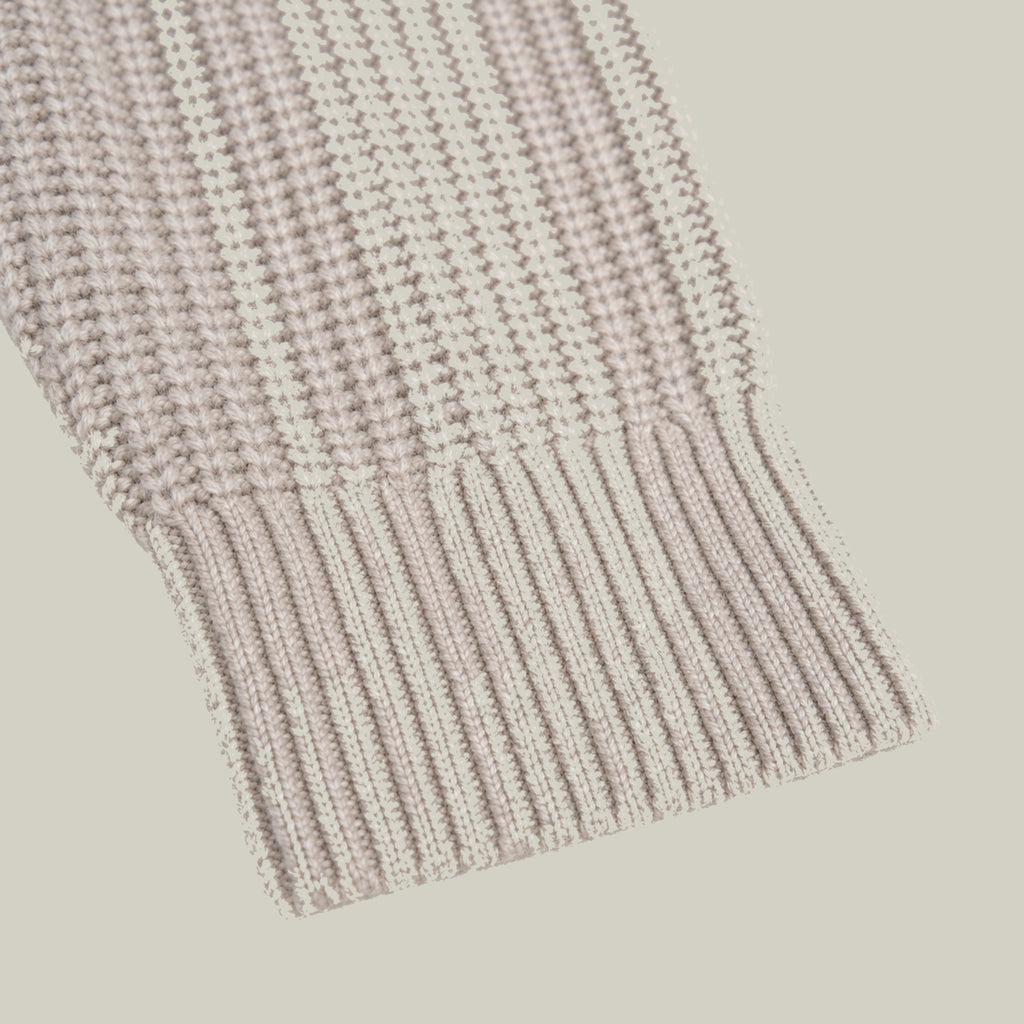 Knit Crewneck Sweater model Tyler in Sandstone