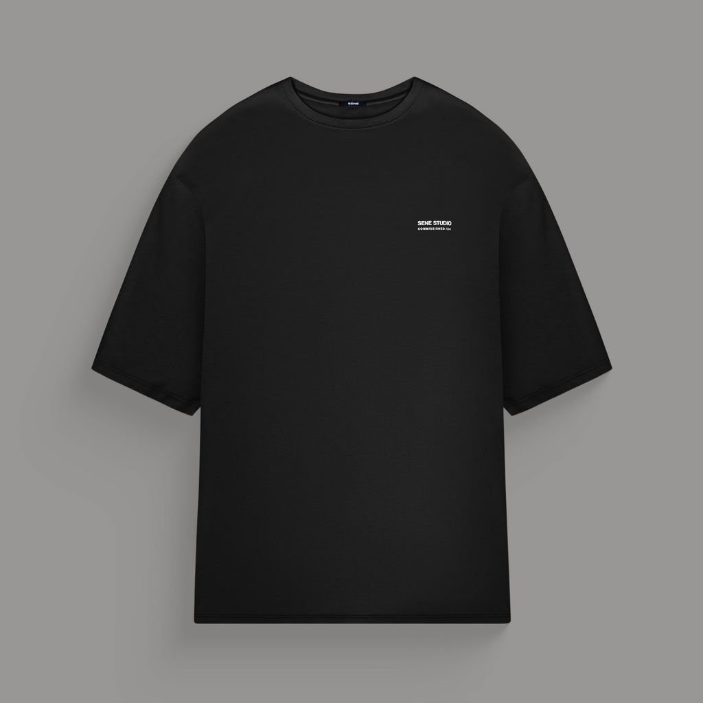 Tags:(6'0" - 180 lbs) custom t-shirt tee model Tyler in Black