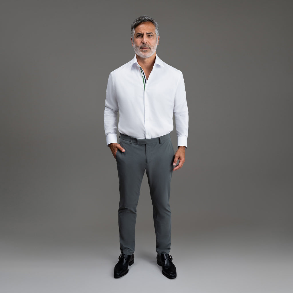 Custom Bespoke Tailored Spread Shirt model Guillermo in White