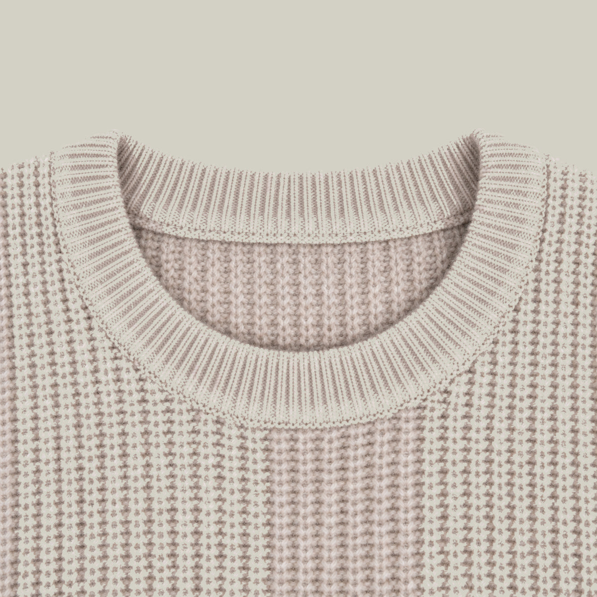 Knit Crewneck Sweater model Tyler in Sandstone